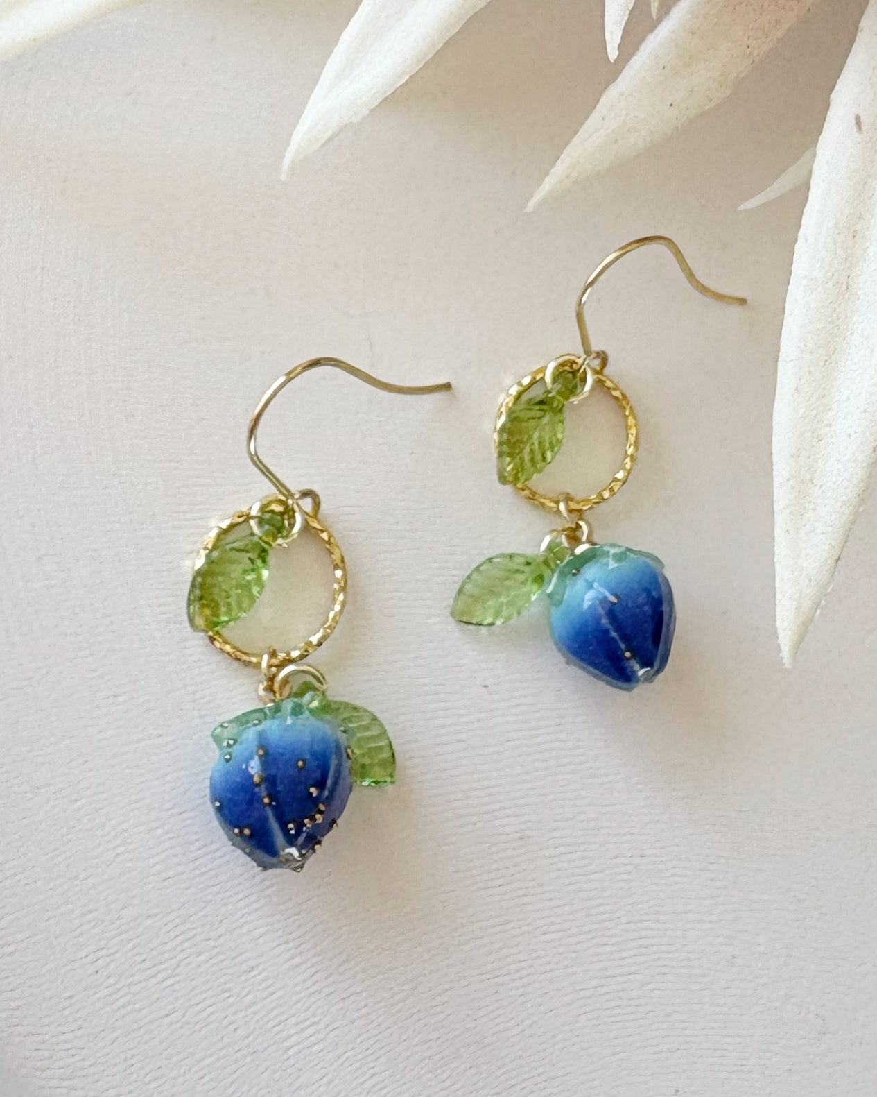 Blueberry Rose Bud Earrings | Lampwork Beads (Copy)