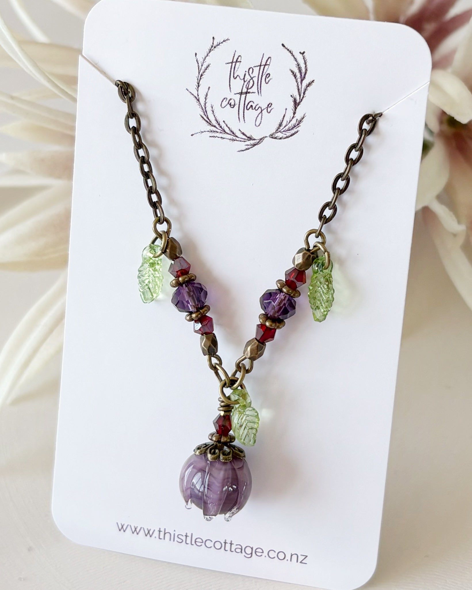 Glass Flower Bud Necklace | Purple | Fairycore