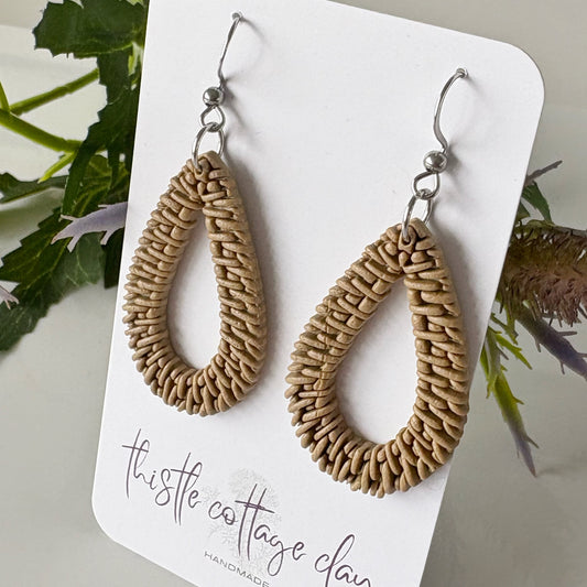 Rattan Weave Earrings | Dark Cane