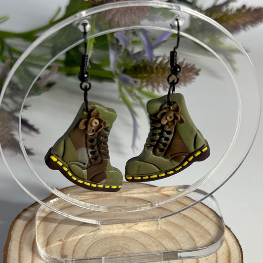 Boot Earrings | Doc Martin Earrings | Camo Green