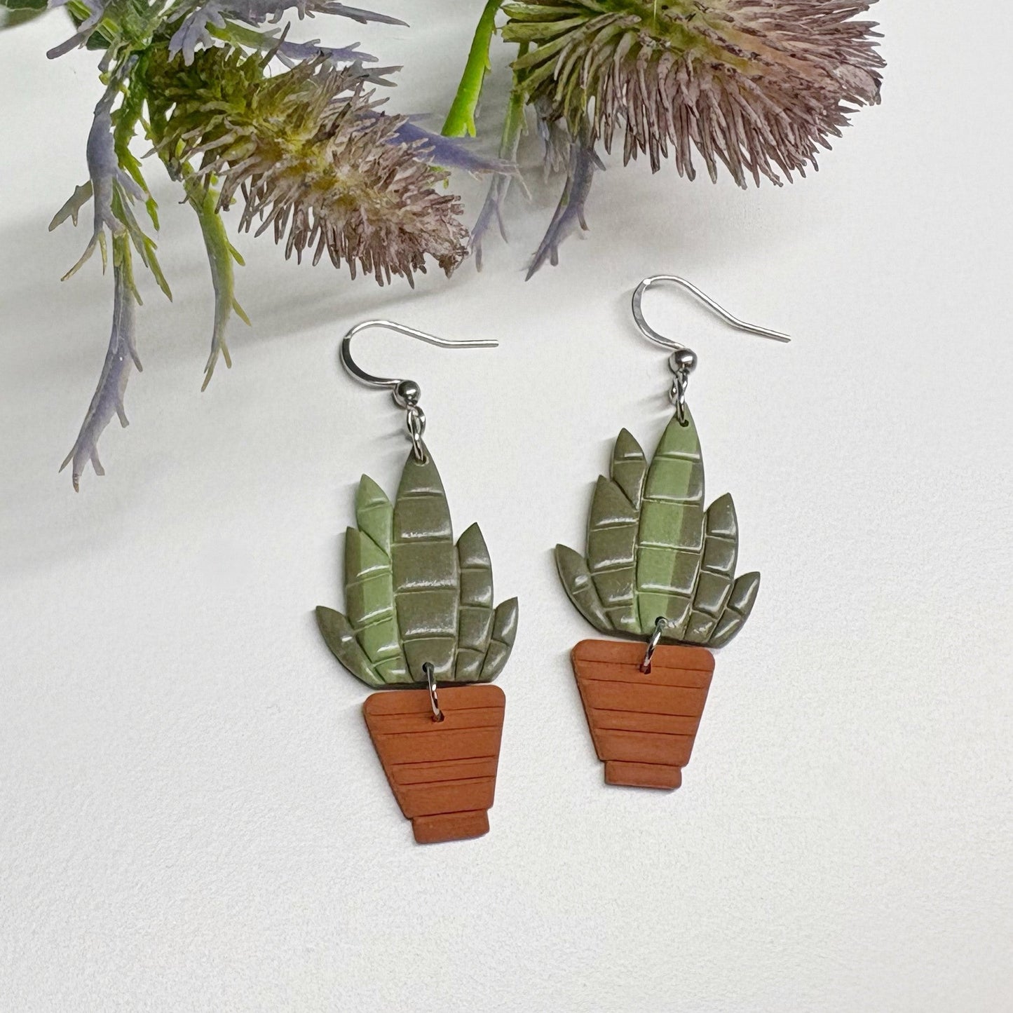 Pot Plant Earrings | Snake Plant