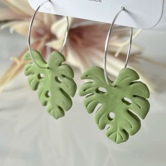 Monstera Leaf Hoops