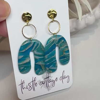 Donut Arc Earrings | Turquoise Marble Stone