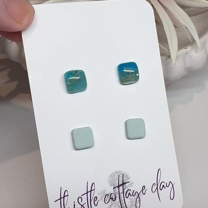 Mini Studs | Turquoise Marble Stone