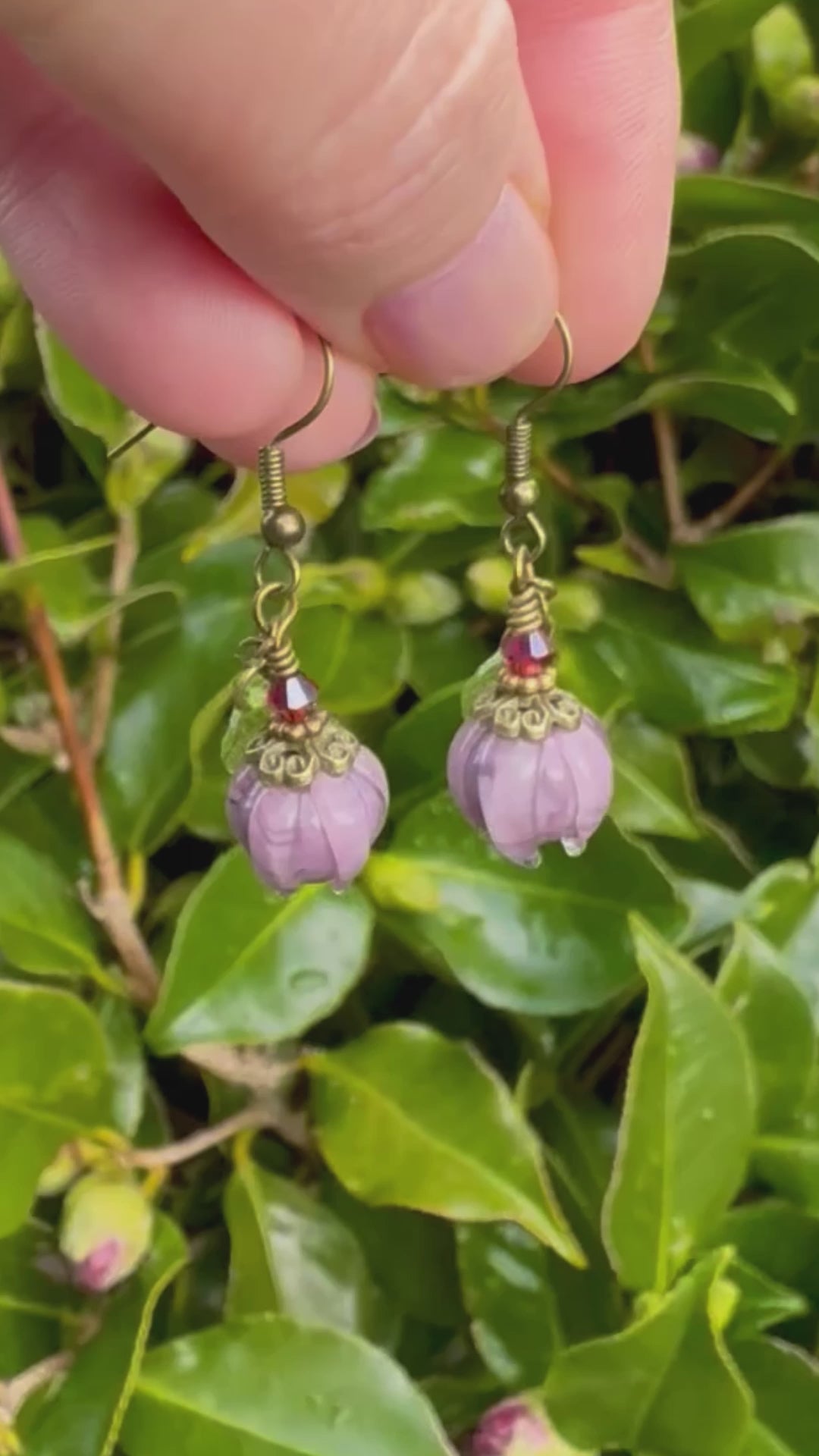 Glass Flower Bud Earrings | Purple | Fairycore