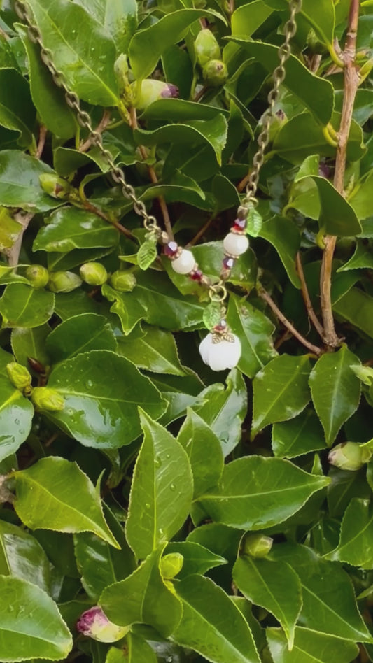 Glass Flower Bud Necklace | White | Fairycore