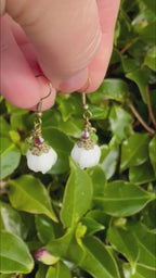 Glass Flower Bud Earrings | White| Fairycore