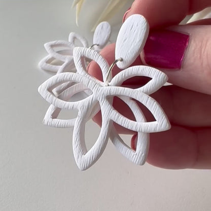Lotus Design  Earrings | White