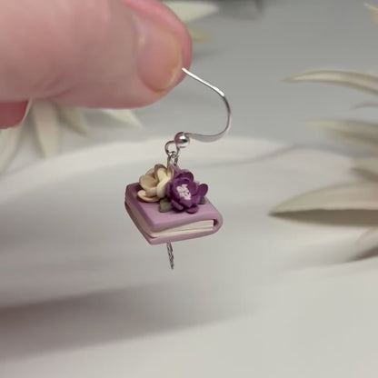 Book Earrings | Lilac Single Stack